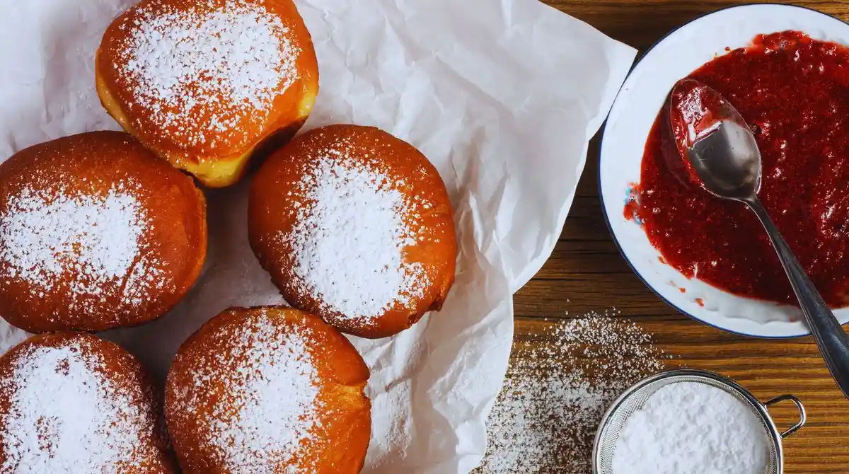 pączki bez tłuszczu z dżemem